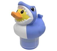 Flotteur Piscine Chlore en Forme De Canard - Distributeur De Chlore Flottant pour Piscine | Pastilles Choc, Résistant Aux UV | Entretien Spa, Jardin, Maison (Drôle & Pratique) (Canard Requin)