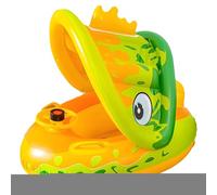 Flotteur Piscine Enfant | Anneau Flottant pour avec Capote De Protection Solaire - Radeau Bateau Klaxon et Volant pour Jeux d'eau en Été