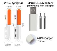 Flotteurs De Pêche De Nuit Mis À Niveau,Légers,Gonflés,3.6v,Chargeur De Batterie Au Lithium,Ensemble D'outils De Bouée,Eau Douce,Pêche En Plein Air - Type Red Cr425 Charge 1 #A