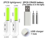 Flotteurs De Pêche De Nuit Mis À Niveau,Légers,Gonflés,3.6v,Chargeur De Batterie Au Lithium,Ensemble D'outils De Bouée,Eau Douce,Pêche En Plein Air - Type Green Cr425 Charge 1 #B