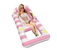 Flotteurs De Piscine - PVC 154x82cm | Chaise Longue Inclinable Premium | Chaise Gonflable Carrée en Maille Rayée, avec Hamac Drainant Et Coussins, pour Lacs, Plages Et Détente pour Une PE