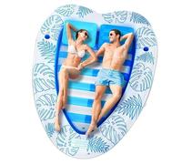 Flotteurs pour 2 personnes pour adultes, flottants pour piscine double adulte, lit de piscine épais avec 2 porte-gobelets avec poche | Grand flotteur confortable et durable