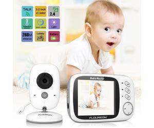Floureon VB603 Écoute Bébé Babyphone Numérique sans Fil 2.4GHz Écran LCD 3.2’’ Caméra Vision Nocturne Grand Angle de Vue Longue