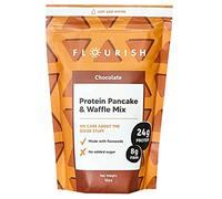 Flourish - Mélange protéiné pour crêpes et gaufres, isolat de protéines de lactosérum et graines de lin, sans OGM, sans sucre ajouté, superaliment, riche en protéines et fibres, il suffit d'ajouter de