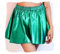 Flovel Jupe Plissée pour Femme - Jupe Métallique Liquide - Mini Jupe Patineuse - Jupe de Danse - Costume Rave pour Femmes et Filles