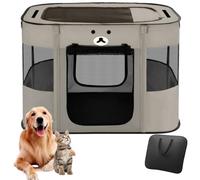 Floving Niche pour chien 70x55x45cm Parc pour animaux pliable Rectangle Salle de livraison Nid de chat Cabane pour chat Maison pour chiot Chenil fermé Tente pour animaux avec sac de transport (gris 2)