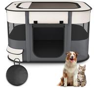 Floving Niche pour Chien 70x55x45cm Parc pour Animaux Pliable Rectangle Salle de Livraison Nid de Chat Cabane pour Chat Maison pour Chiot Chenil fermé Tente pour Animaux avec Sac de Transport (Gris)