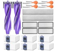 Flow 2 Kit d'accessoires de rechange compatible avec NARWAL Flow 2 Robot Aspirateur Pièces 2 Brosse principale 2 Track Mop Chiffon 4 Filtres HEPA 6 Sacs à poussière 4 Brosses latérales