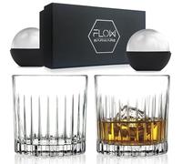 FLOW Barware Deco Lot de 2 verres à whisky en cristal | Coffret cadeau verres à whisky 330 ml parfaits verres à whisky pour Scotch, Bourbon, Gin Tonic, Negroni, coffret cadeau en verre de rhum