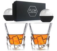 FLOW Barware Ensemble de 2 verres à whisky Iceberg, coffret cadeau en verre à whisky Gobelets à whisky pour scotch, gin bourbon et tonic