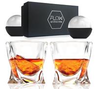 FLOW Barware Ensemble de 2 verres à whisky Twist, coffret cadeau en verre à whisky avec design torsadé Gobelets à whisky parfaits pour Scotch, Bourbon Gin & Tonic By