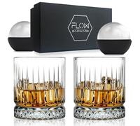 FLOW Barware GEO Verres à whisky avec design géométrique transparent parfait pour scotch/bourbon/gin tonic/cocktails Coffret cadeau inclus