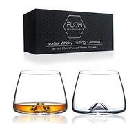 FLOW Barware - Lot de 2 verres à whisky en cristal - Coffret cadeau unique avec verres à whisky en forme de tourbillon pour scotch, bourbon, whisky