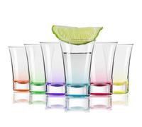 FLOW Barware Lot de 6 verres à shot colorés à base lourde | 50 ml | Verres à shot empilables colorés pour vodka, tequila, whisky | Multicolore