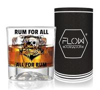 FLOW Barware Verre à rhum de pirate avec inscription All for Rum & Rum for All Parfait pour un mojito, des cocktails et d’autres boissons.