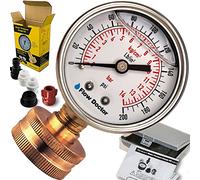 Flow Doctor Water Pressure Glycerin Filled Gauge Kit, All Purpose, 6 Parts Kit, 0 To 200 Psi, Standard 3/4" Female Garden Hose Thread Plus 5 Adapters To Test in Multiple Locations Indoors and Outdoors