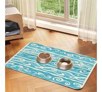 Flow Geometry Tapis d'alimentation pour chat et chien en silicone étanche pour éviter les déversements de nourriture et d'eau sur le sol