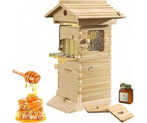 Flow Hive Kit de démarrage complet pour ruche avec fenêtre d'observation et bec à miel pour l'apiculture Comprend un abri à abeilles charpentier pour pollinisateurs de jardin