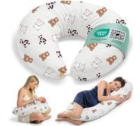 Flowen Coussin de Grossesse et Allaitement XXL Oreiller de Maternité pour Femmes Enceintes et Bébé Coussin Multifonctionnel avec Taie en 100% Coton pour Dormir sur Le Côté et l'activité du Tummy Time