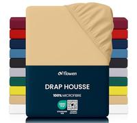 Flowen Drap Housse 120x200 cm en Microfibre Beige avec Coins Élastiqués pour Matelas de 30 cm Haut Tissu Anti-Acarien Hypoallergénique De Haute Qualité Doux et Durable Lavable en Machine