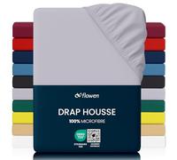 Flowen Drap Housse 120x200 cm en Microfibre Gris Clair avec Coins Élastiqués pour Matelas de 30 cm Haut Tissu Anti-Acarien Hypoallergénique De Haute Qualité Doux et Durable Lavable en Machine