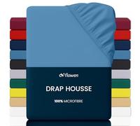 Flowen Drap Housse 150x190 cm en Microfibre Bleu Marine avec Coins Élastiqués pour Matelas de 30 cm Haut Tissu Anti-Acarien Hypoallergénique De Haute Qualité Doux et Durable Lavable en Machine