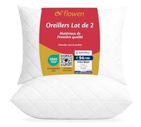 Flowen Oreiller 40x80 Lot de 2 pour Le Lit Coussins pour Dormir et Décoratifs Antiallergiques Anti-Acariens et Rafraichissant Rectangulaire Taie d'oreiller Matelassée Amovible et Lavable