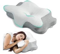 Flowen Oreiller Ergonomique Cervical Coussin Memorie Forme Orthopédique Idéal pour Le Soutien du Cou et de la Tête Anti Ronflement Anti Acarien Hypoallergénique Taie d'oreiller Polyester