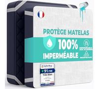 Flowen Protège Matelas 150x190 cm Lot de 2 Alèse Impermeable en Coton Housse Matelas Protection Lit Adulte et Bebe Drap Alaise pour Incontinence Anti-Acarien Pipi Lavable en Machine avec 4 Élastiques