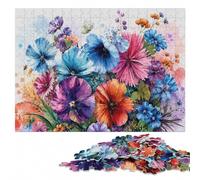 Flower Alphabet Letter E Puzzle en Bois Illustré 1000 pièces pour Adultes | Cadeau puzzle - détails du motif nets pour planifier les différentes zones pendant le temps libre.