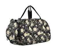 Flower and Hawk Sac de sport multifonction avec compartiment à chaussures pour l'école, le sport, les voyages Noir crème