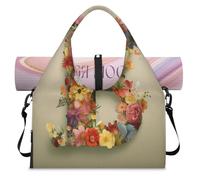 Flower Art Sac de sport lettre B avec compartiment à chaussures Sac fourre-tout pour la gym, le yoga, les voyages, couleur, L, Sac de voyage