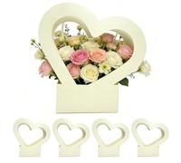 Flower Bag - Lot de 5 supports de bouquets de fleurs imperméables portables pliables en forme de cœur pour filles, petite amie, maman, Valentines, anniversaire, fête de mariage et autres