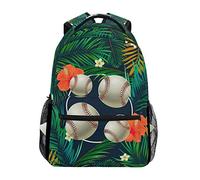 Flower Baseball Art Shoulder Backpack Student Bookbags for Travel Kid Girls Boys