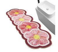 Flower Bath Mat, Non Slip Kitchen Carpet, Washable Absorbent Shower Mat with Soft Fabric, Indoor Floor Organizer for Bedroom Living Room, Home Supplies for Daily Comfort and Stylish Decoration