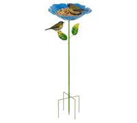 Flower Bee Bath, mangeoire d'eau sur piquet de jardin, 27 x 27 x 80 cm, station d'abreuvement papillon, pollinisateur d'oiseaux, billes anti-noyade, pour porche et cour pelouse