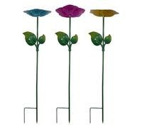 Flower Bee Station, Butterfly Water Feeder Set, 24.61inches Garden Bath with Nectar Tray, Colorful Drinker, Outdoor Decor Feeder with Floral, Pollinator Waterer for Backyard Patio