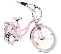 Flower Bike Vélo pour Une Fille 20 Pouces, Vélo Enfant 6-10 Ans, 6 Vitesses Shimano, vélo d'enfant Ans Hauteur réglable (Rose)