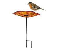 Flower Bird Bath - 63cm Metal Bee Watering Station with Stake | Heavy Duty Outdoor Bird Bath for Hummingbird Bee Butterfly Garden Yard Patio Farm Pollinator Water Feeder Durable