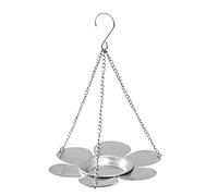 Flower Bird Feeder - Metal Flower Shape Hanging Tray, Weather Proof Wild Bird Feeding Station for Outdoor Garden Decor | Decorative Suspended Seed Serving Dish for Attracting Finches Sparrows Cardinal