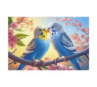 Flower Branch Blue Couple de perroquets 1000 Pièces Puzzle Créatif en Carton Rigide sans Déformation Bêtes fantastiques Difficulté Moyenne Activité Manuelle Loisir Créatif Cadeau Créatif Anniv