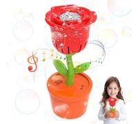 Flower Bubble Machine, Rose-Shaped Automatic Bubble Maker with Color Changing LED Lights, Leakproof Electric Portable Toy for Outdoor Wedding, Birthday, and Summer Parties, 4.72x5.12x10.83 in