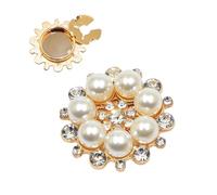 Flower Button Cover - Rhinestone Button Cover, 30mm Decorative Gold Cufflinks for Shirts, Fashion Faux Pearl Alloy, Elegant Shirt Accent with Chic Design, Shirt Decoration for Blouses Jeans and Chest