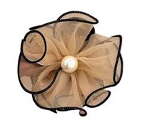 Flower Clip for Hair, Acrylic Mesh Flower Hair Clip, Non-Slip Womens Hair Barrettes, Fairy Ponytail Hair Holder for Woman Girls Hair Decoration, 3.94x3.94x1.96in, Khaki, Beige, Black