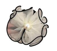 Flower Clip for Hair, Acrylic Mesh Flower Hair Clip, Non-Slip Womens Hair Barrettes, Fairy Ponytail Hair Holder for Woman Girls Hair Decoration, 3.94x3.94x1.96in, Khaki, Beige, Black