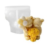 Flower Couple Bear Silicone Molds, Easy-release Candle Casting, Cute Crafting Accessory, Flexible Epoxy Resin Tool, Versatile Form for Clay Soap, Creative Decor for DIY Home Projects