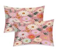 Flower Daisy Pattern Pillowcase Set of 2 Decorative Throw Pillow Covers Breathable Pillows Protectors for Bench Bedroom Decor 40X60Cm