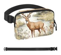 Flower Deer by the Stream-1882 Sac banane à bandoulière pour homme et femme, sac banane pour voyage, marche, course, randonnée, cyclisme, multicolore, 4 x 23 x 15 cm, multicolore,