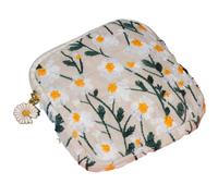 Flower Design Napkin Bag, Sac de rangement sanitaire Napkin, Embroidered Period Bag, Daisy Tampon Storage Pouch, Portable Organizer Pouch for Sanitary Napkin, 4,72 x 4,72 x 0,59 pouces
