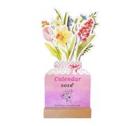Flower Desk Calendar- 2026 Mini Bloomy Calendar with Wooden Stand, Decorative Planner for Workplace, School, Dorm, Classroom, Studio, Home, Desktop Organization, Schedule, Decor